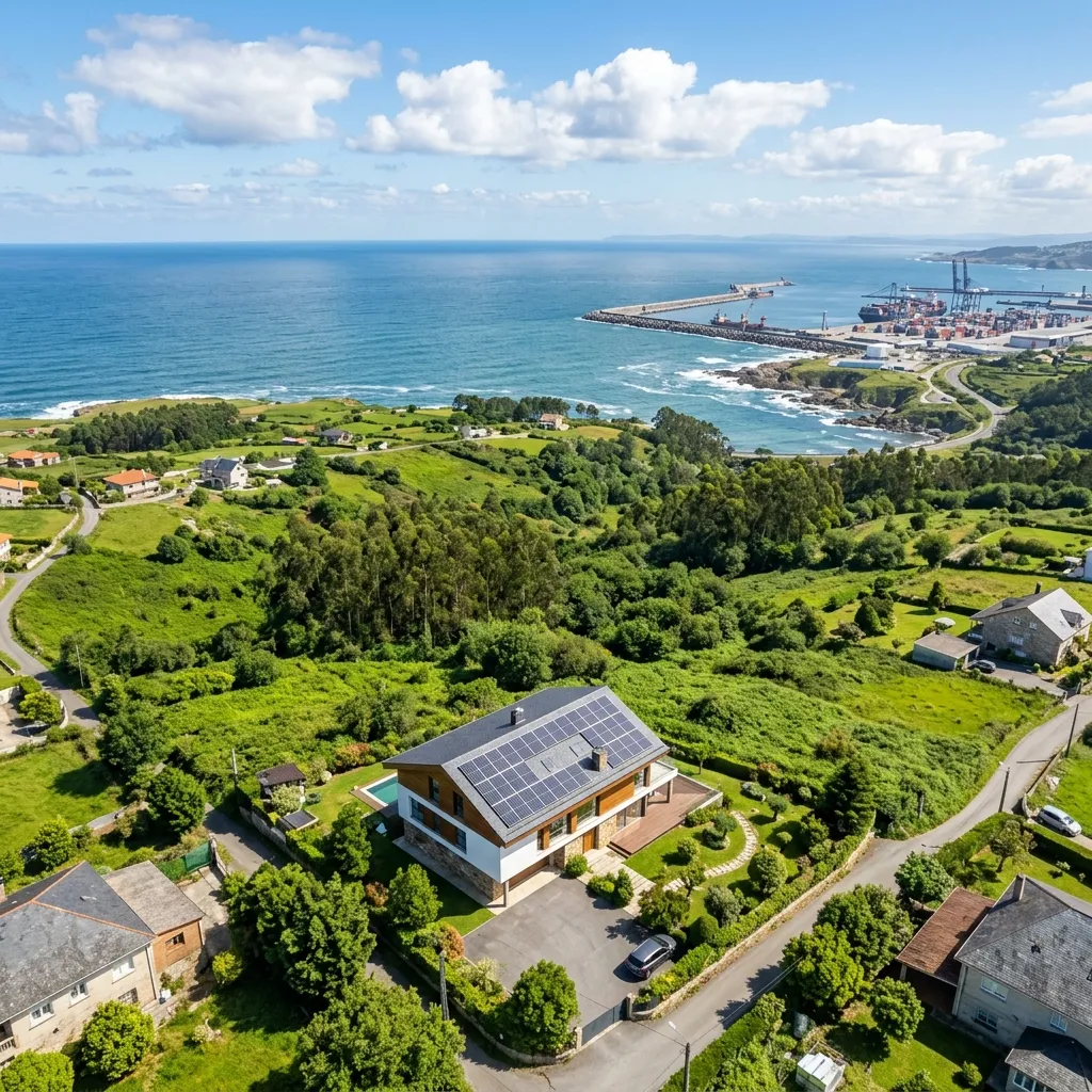 Instalar placas solares en Arteixo: chalet moderno con paneles en Galicia