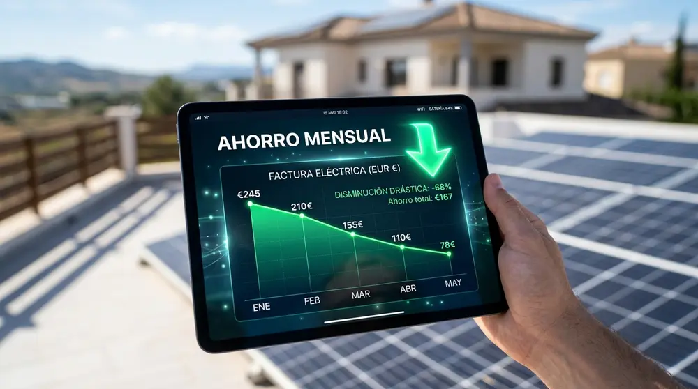 Vivienda gallega con placas solares que reduce su factura